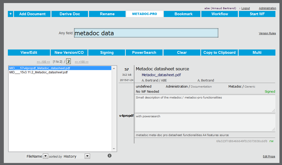 Metadoc screenshot